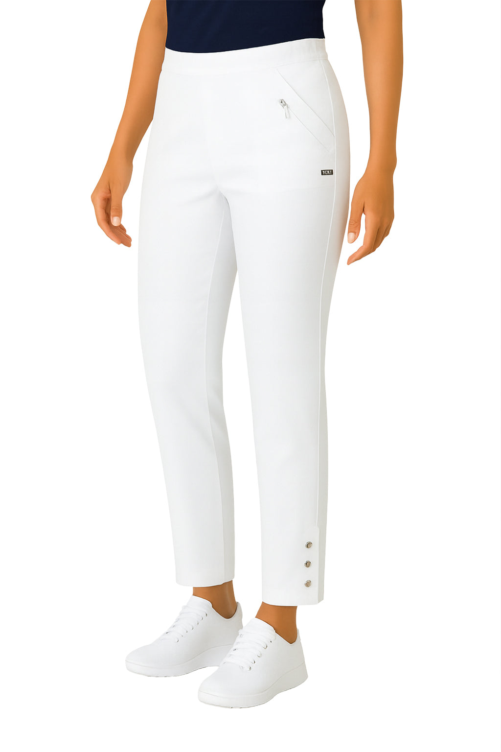 Stretchhose Knopfapplikation